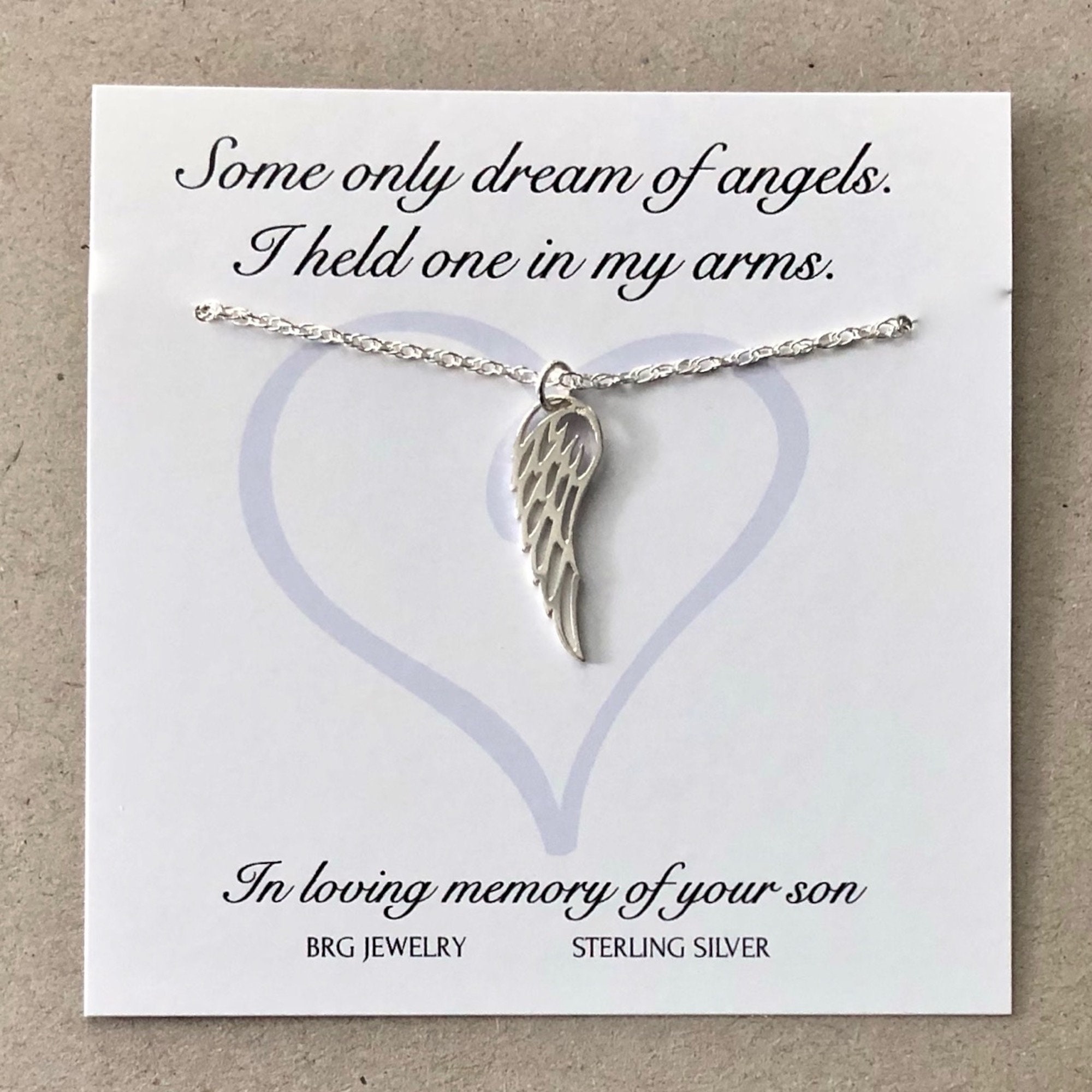 Loss of Son Sympathy Gift for Mom Sterling Silver Angel Wing Etsy