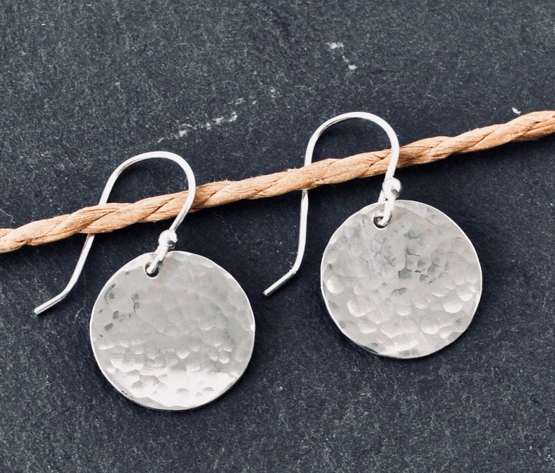 Sterling Silver Hammered Disc Earrings on French Wires 5/8 Etsy
