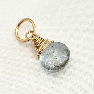 March Birthstone Charm for Necklace or Bracelet Moss Aquamarine Gemstone in Gold Fill image 6