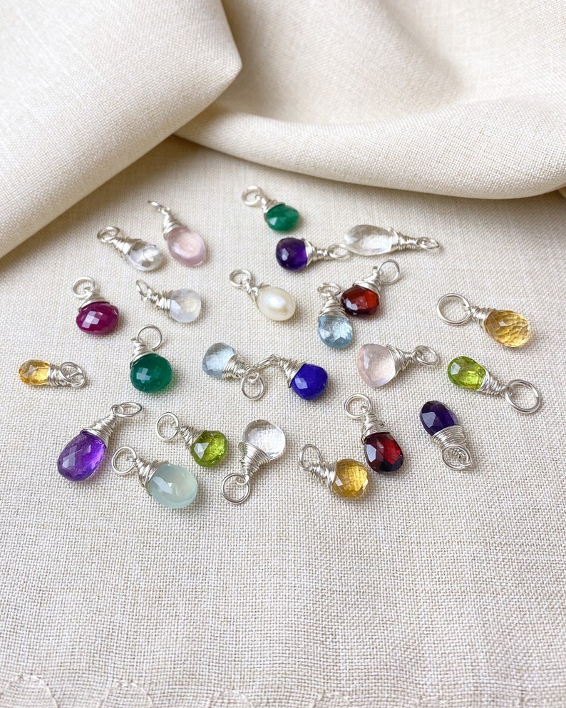 Birthstone Charms in Sterling Silver for Necklaces and Bracelets Choose Your Month image 10