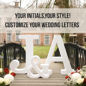 Large Wedding Initials Set - 2 Custom Letters with Ampersand (&) - Styrofoam Wedding Decor - Wedding Photography Props
