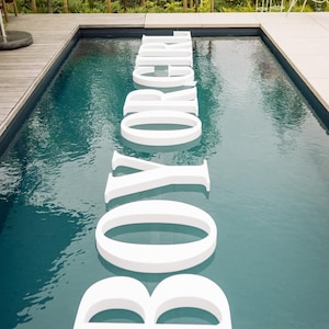 Lettres flottantes 3D pour piscine – Initiales géantes en polystyrène pour révélation du sexe du bébé et décoration de piscine de mariage
