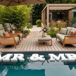 Lettres flottantes pour piscine – Lettres géantes en polystyrène 3D pour une décoration de mariage romantique