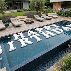 Floating Birthday Pool Letters – Giant 3D Styrofoam Letters for Pool Party Decor – Custom Birthday Backdrop & Large Floating Initials