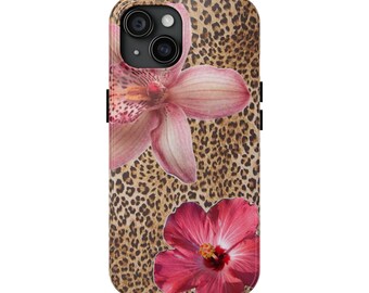 Hibiscus Flower Leopard Print Phone Case