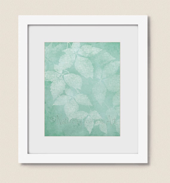 Seafoam Blue Room Decor Tree Leaf Wall Art Seafoam Bedroom Art Teal Bathroom Decor Living Room Art Nature Print