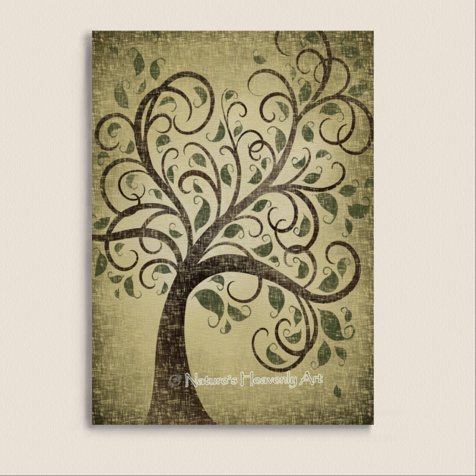 Green Tree Wall Art Tree Art for Living Room Decor Natural Etsy