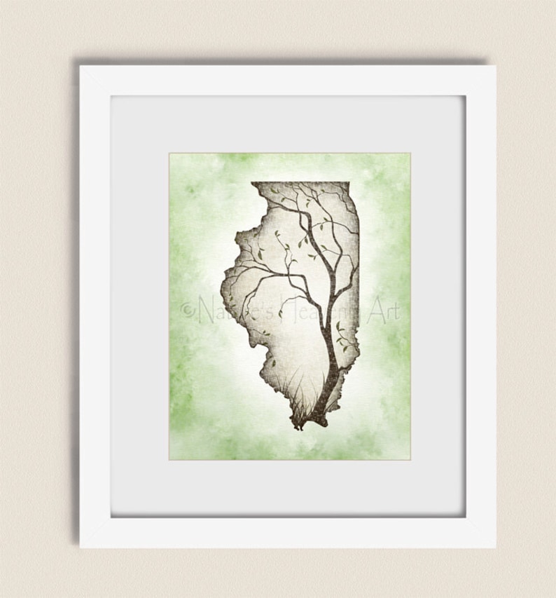 Illinois State Art Illinois Wall Art Illinois Print State Etsy