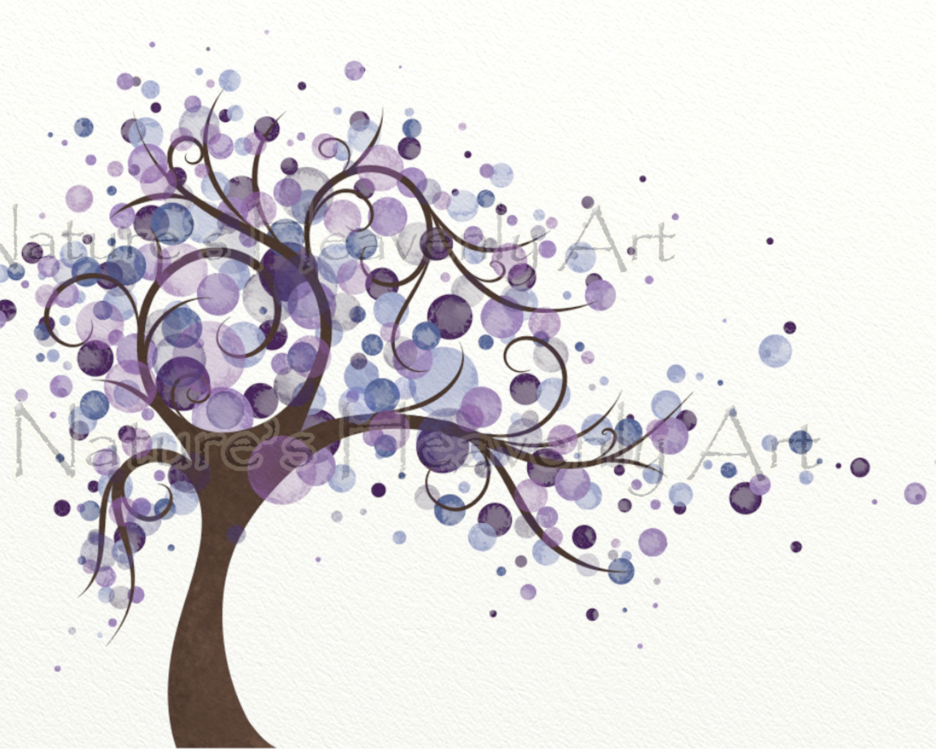 Purple Decor for Room Tree Wall Print Purple Wall Art for Etsy