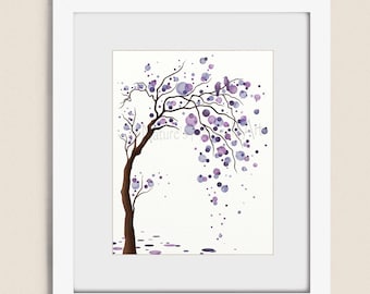 Purple Wall Art Tree Print, Tree Wall Decor for Bedroom, Living Room Tree Wall Art, Lavender Room Art,  Tree Art Print