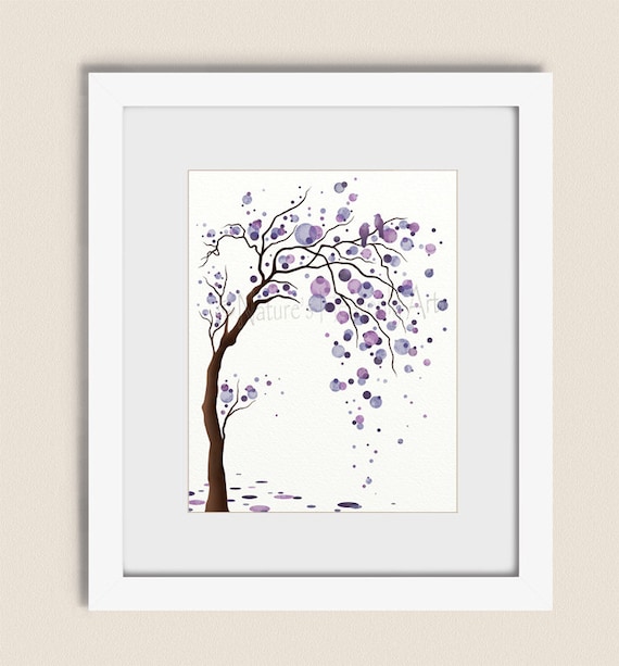 Purple Wall Art Tree Print Decor For Bedroom Image 0