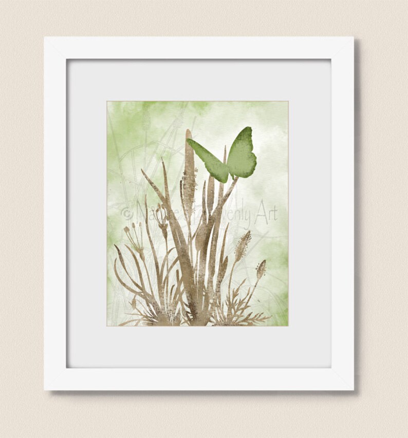 Green Bathroom Decor Butterfly Art Print Butterfly Wall Art Etsy