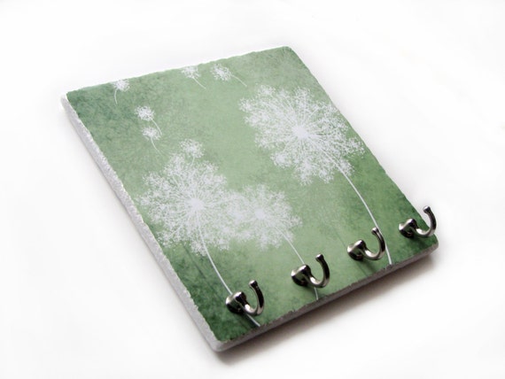 Dandelion Wall Decor Key Hook Hanger Summer Green Decorative Etsy