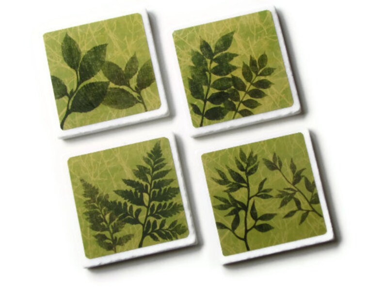 Leaf Coasters Fern Decor Spring Green Foliage Art Summer Etsy