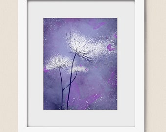 Purple Nursery Art for Baby Girls Room, Dandelion Wall Art for Nursery Decor, Butterfly Wall Art Girls Nursery Print