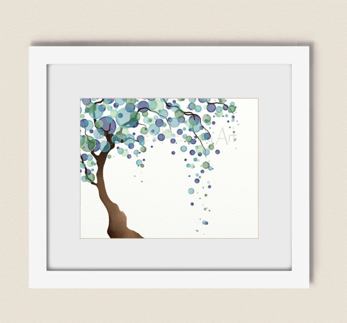 Blue Green Wall Decor Tree Art for Bedroom Tree Wall Art Etsy