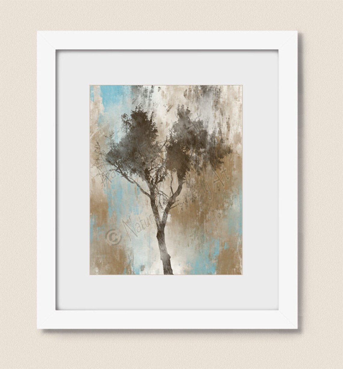 Tree Art Print Dark Brown Wall Art Tree Print Tan Room Etsy