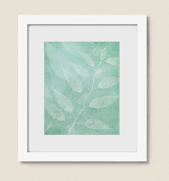 Seafoam Green Room Decor Nature Wall Art Teal Decor For Bedroom Living Room Art Leaf Wall Art