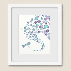 Purple and Aqua Girls Nursery Art Print, Dragonfly Wall Art for Girls Room Wall Decor, Dragonfly Print, Dragonfly Art for Baby Girl