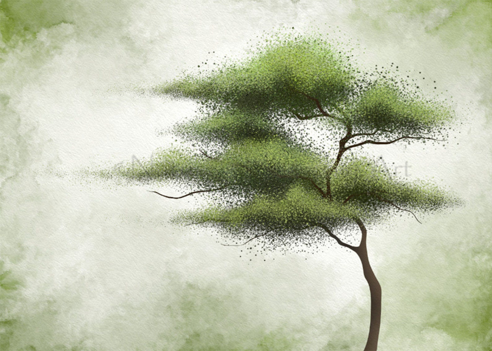 Green Tree Wall Art Tree Print Green Living Room Wall Art Etsy