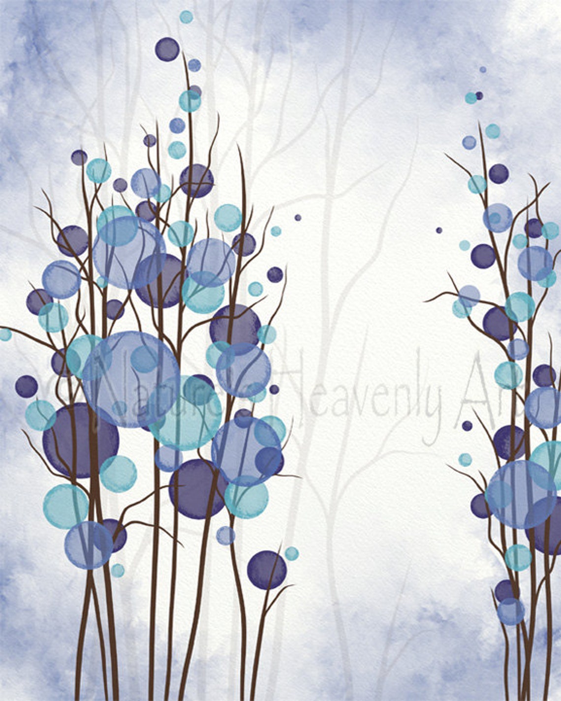 Blue Tree Artwork for Bedroom Tree Wall Art Purple Blue Wall Etsy