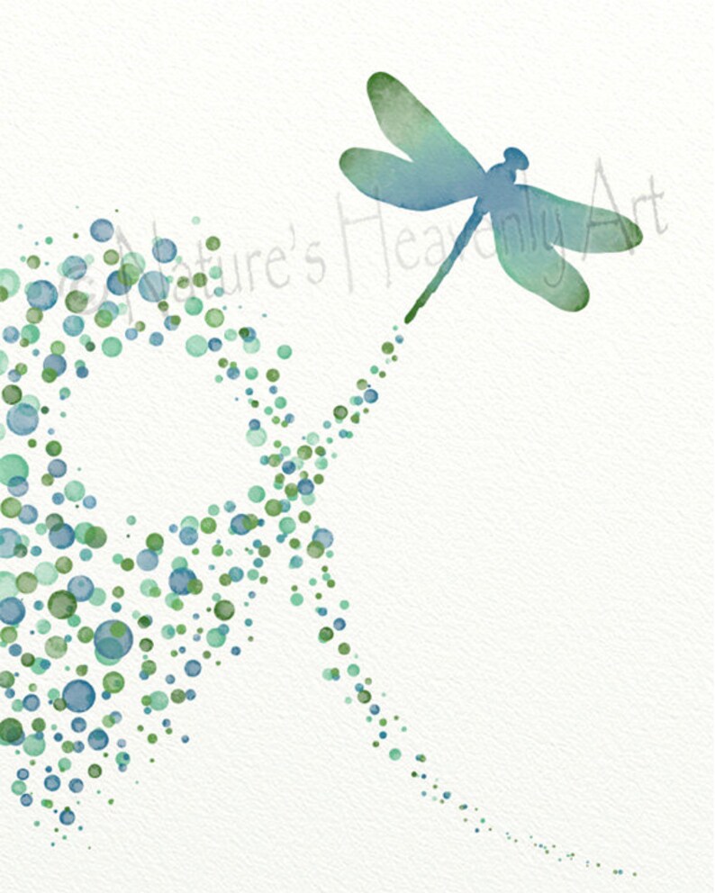 Blue Green Wall Art Dragonfly Decor, Dragonfly for Wall, Dragonfly Wall Art, Dragonfly Art Print, Dragonfly Print image 3