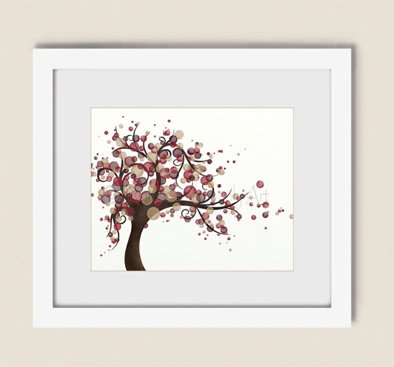 16 X 20 Print for Home Decor Tan and Burgundy Wall Art for Etsy