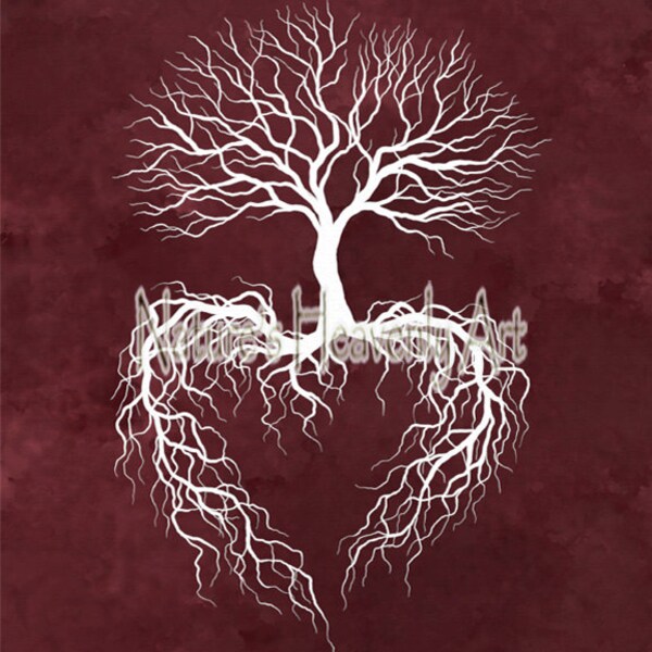 Burgundy Wall Art Tree Decor, Tree Art Print, Wedding Gift, Pink Decor for Wall, Tree Wall Art, Love Art Tree Print for Wall
