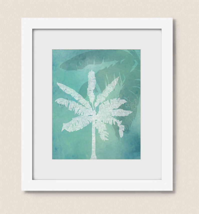 Aqua Blue Palm Tree Wall Art Beach House Art Tree Wall Etsy