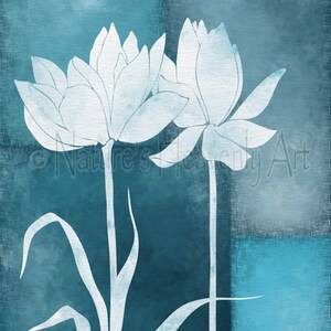 Dark Blue Lotus Flower Art for Bedroom, Lotus Wall Art, Lotus Wall ...