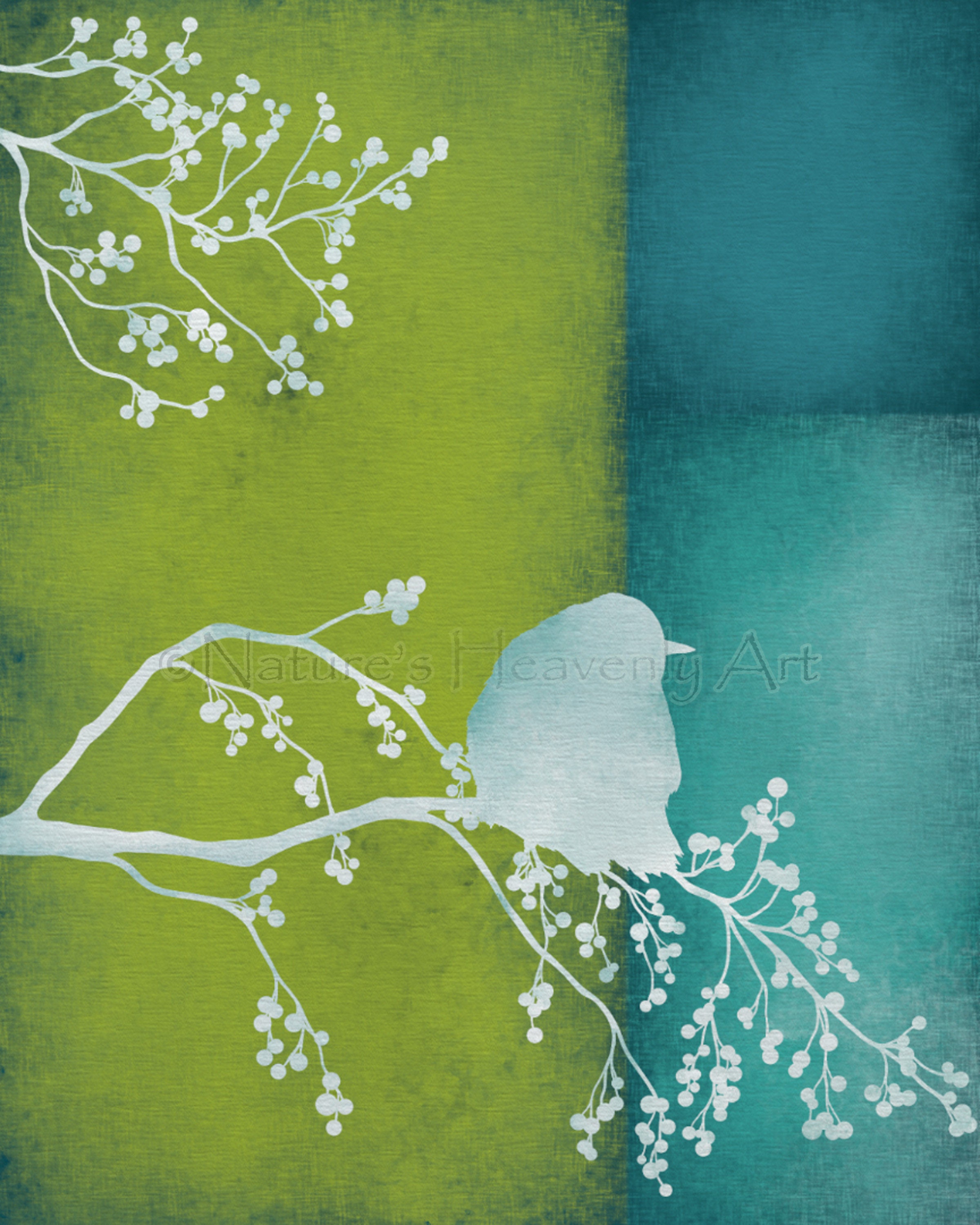 5 X 7 & 8 X 10 Blue Green Wall Art for Bedroom Printable Bird Etsy
