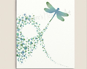 Blue Green Wall Art Dragonfly Decor, Dragonfly for Wall, Dragonfly Wall Art, Dragonfly Art Print, Dragonfly Print