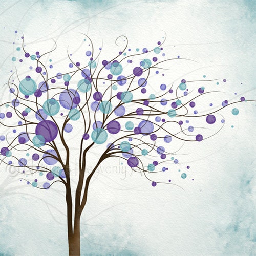 Dark Purple Tree Decor for Wall Tree Wall Art Living Room Etsy