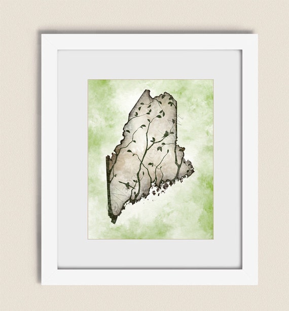 State Of Maine Art Maine Wall Art Print Maine Wall Decor Etsy