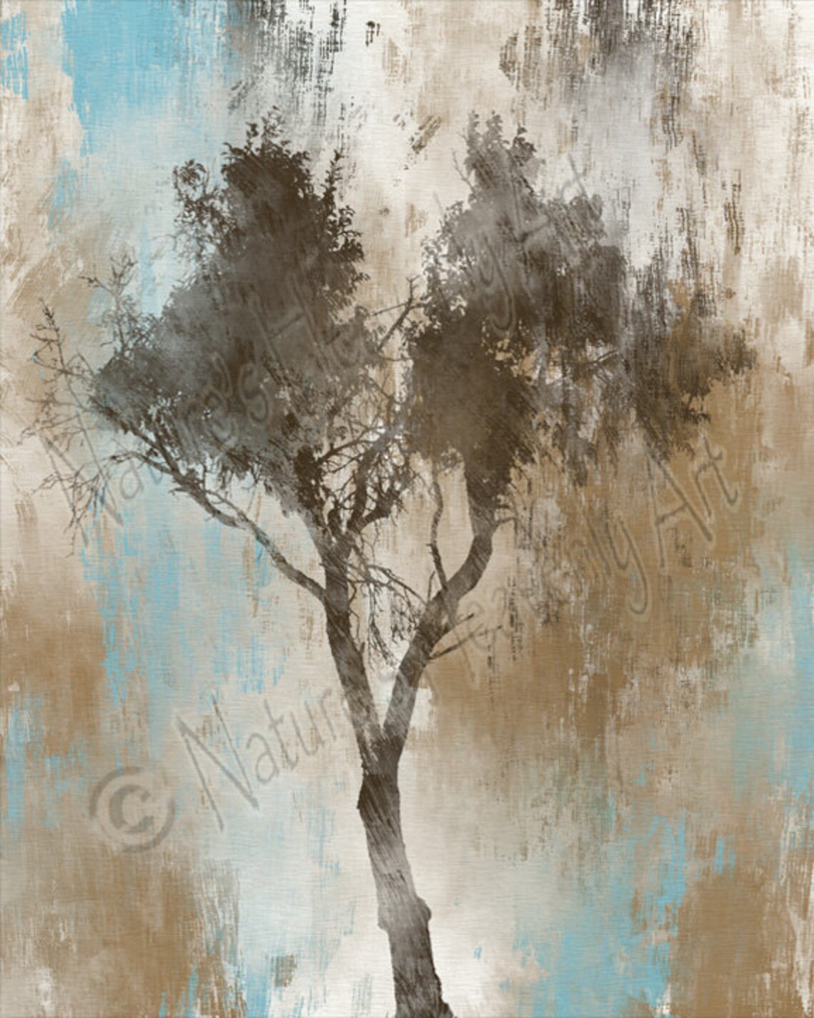 Tree Art Print Dark Brown Wall Art Tree Print Tan Room Etsy