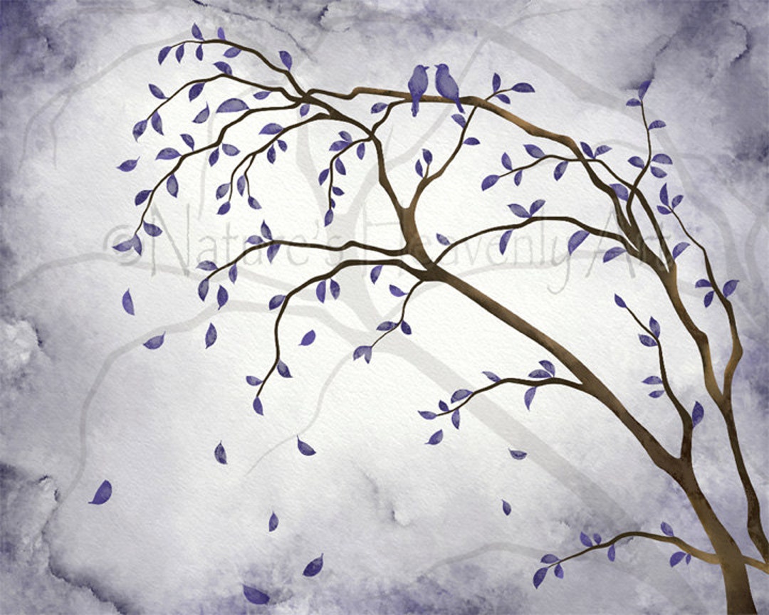 Purple Room Decor, Tree Art for Wall Decor, Bedroom Wall Art Tree Print