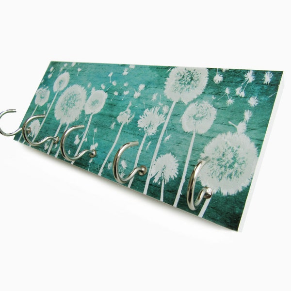 Dandelion Key Hook for Wall, New Home Gift,  Key Rack, Aqua Wall Hooks, Wall Key Holder, Housewarming Gift, Hooks for Keys   (8)