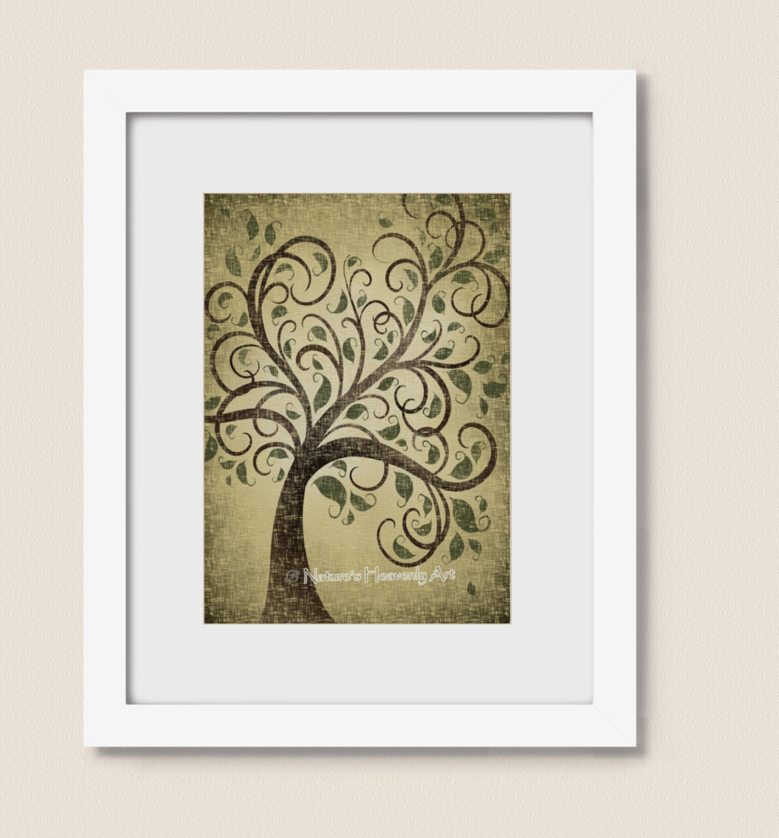 Green Tree Wall Art Tree Art for Living Room Decor Natural Etsy