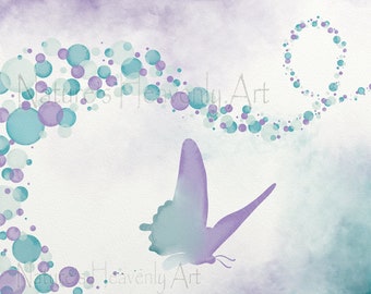 Butterfly Wall Art for Girls Nursery Decor - Girls Room Wall Art Butterfly Print - Aqua Purple Nursery Art Print - Butterfly Wall Print