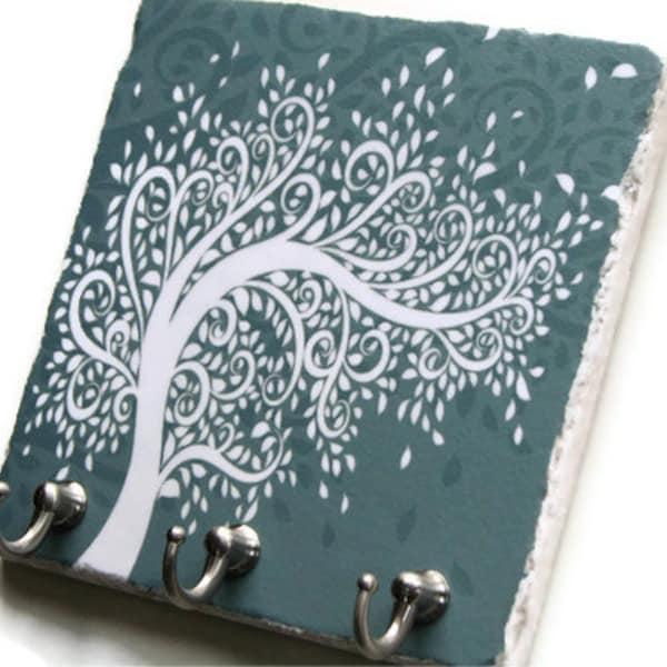 Swirly árbol rizado Decor para llaves, llavero de pared, colores personalizados, clave de suspensión, organizador de joyería, ganchos de pared Teal (14)