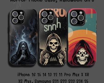 Gothic Skull Phone Case: Horror Grim Reaper Art, iPhone & Galaxy