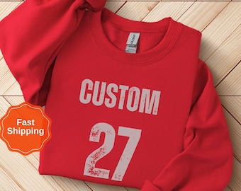 Custom Number Sweatshirt Front and Back, Personalized Team Jersey Hoodie, Football Mama Sweater, Custom Name & Number, Game Day Spirit Wear