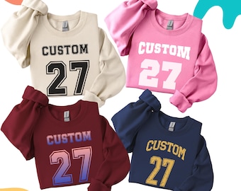 Custom Number Sweatshirt, Personalized Team Hoodie, Game Day Spirit Wear, Football Mom Gift, Custom Sports Number Sweater