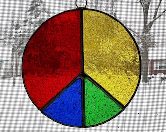 Stained Glass Peace Sign Suncatcher