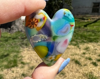 Fused glass Artful heart  /heart /glass heart  /fused glass heart