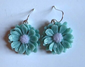 Fused Glass Chrysanthemum earrings