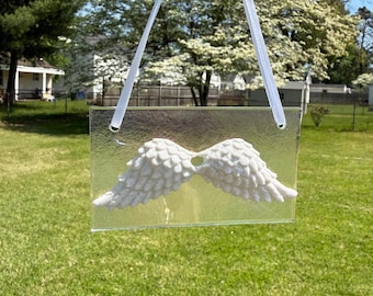 Fused glass Angel Wings sun catcher/ ornament