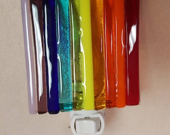 Rainbow stripe Fused glass night light