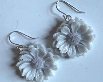 Fused Glass Chrysanthemum earrings