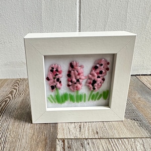 Fused glass flower bouquet framed art / floral art / glass flowers /fused glass framed art